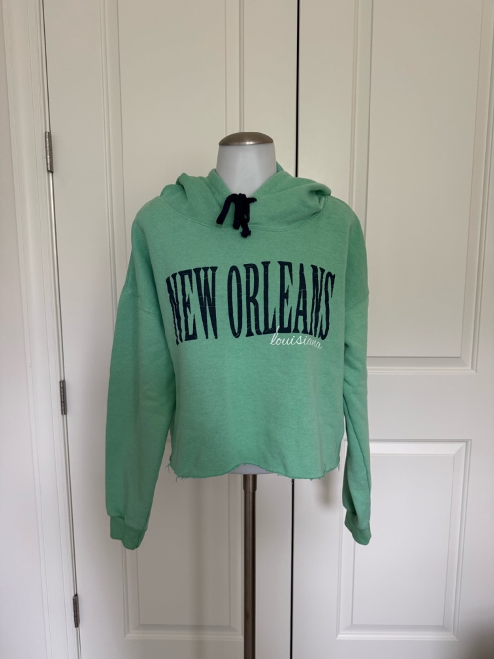 New Orleans Women’s Cropped Hoodie in Mint Green Large - Picture 2 of 7
